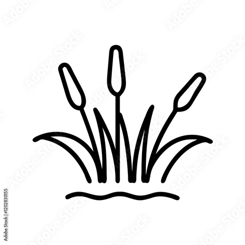 Reed grass by the water black vector icon