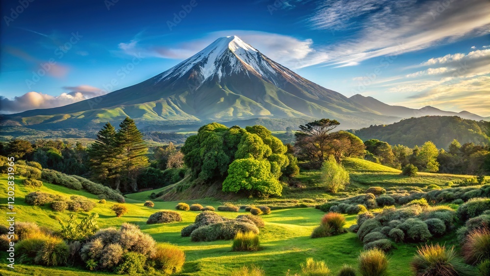 Fototapeta premium Mount Taranaki Majestic Landscape New Zealand
