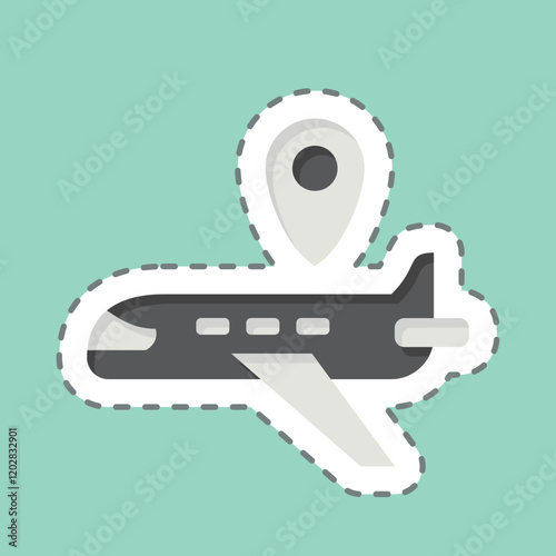 Sticker line cut Airline. related to Travel symbol. design editable