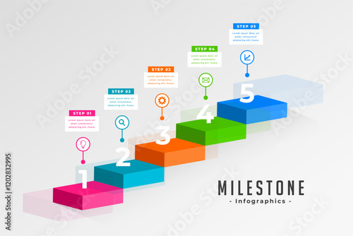 infographic milestone step layout with five option workflow