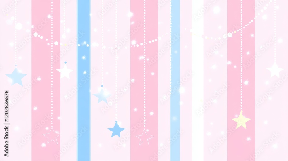 Pastel Pink and Blue Starry Garland: A Delicate Dreamy Design Pastel Pink and Blue Starry Garland: A Delicate Dreamy Design