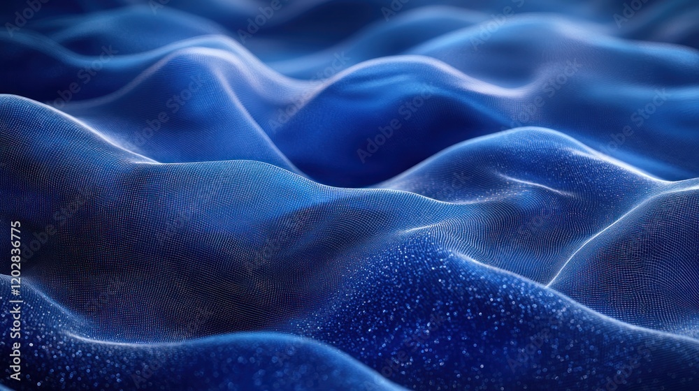 Obraz premium Abstract blue waves with shimmering textures, creating a serene underwater effect