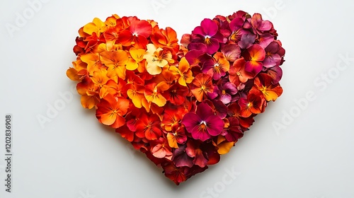 Heart-shaped floral arrangement studio photography minimalist close-up love