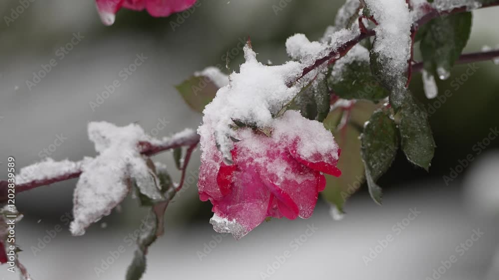 heavy snow on roses in southern winter heavy snow on roses in southern winter