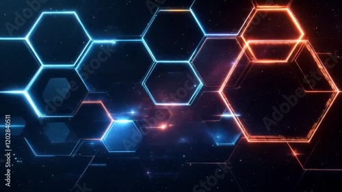 Abstract Hexagon Pattern Design - Vector 3D Geometric Background for Technology and Science