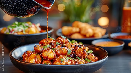 Savor the Flavor Gourmet Dining with Spicy Glazed Appetizers in a Cozy Setting photo