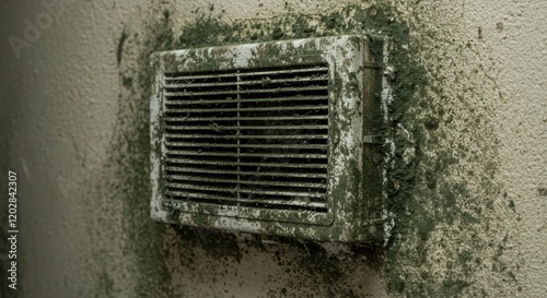 Wallpaper Mural Mold-covered vent on dusty wall depicting neglect and maintenance needs Torontodigital.ca