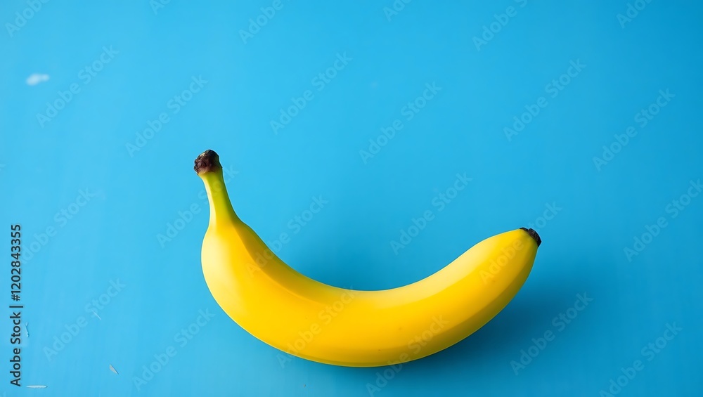Single Banana on a Blue Textured Surface Single Banana on a Blue Textured Surface
