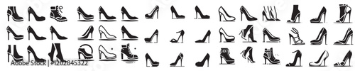 vector set of women's high heels