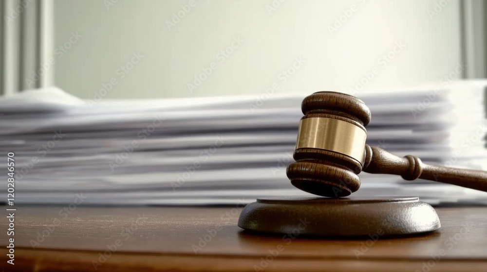 Close-up of a gavel resting on a wooden desk with legal documents, symbolizing law changes and judicial decisions in the legal system. Close-up of a gavel resting on a wooden desk with legal documents, symbolizing law changes and judicial decisions in the legal system.