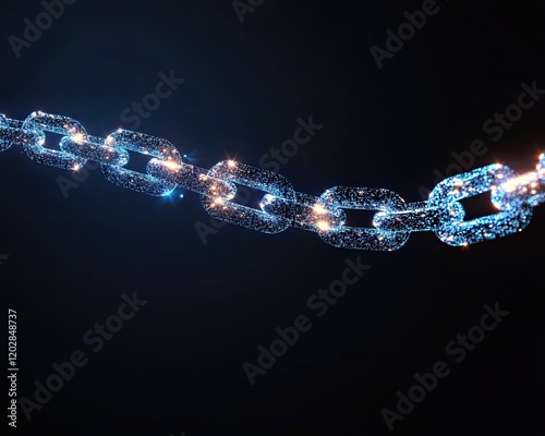 Blockchain connection strength, digital blockchain chain, connection strength in technology, blockchain technology, abstract blockchain, glowing blockchain chain photo