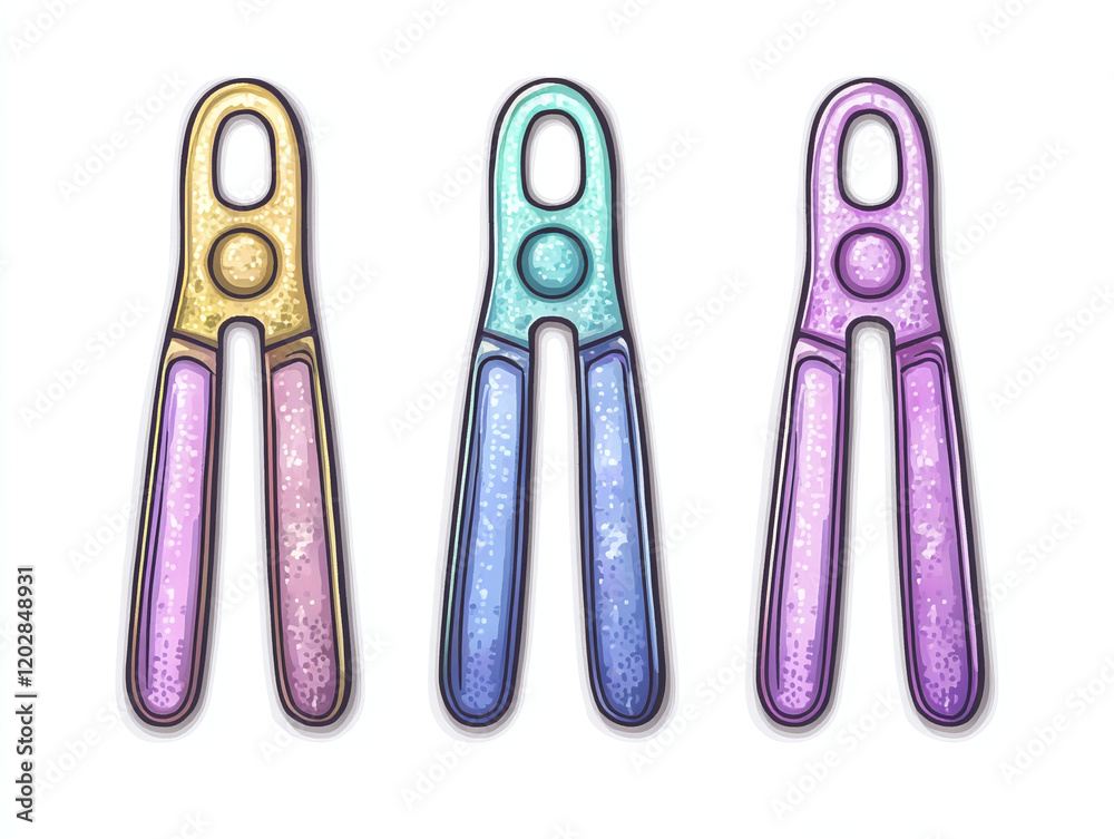 Three Colorful Glitter Tools Illustration Three Colorful Glitter Tools Illustration