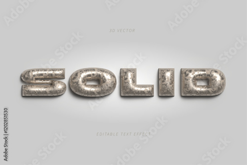 Solid 3d inflated editable text effect	