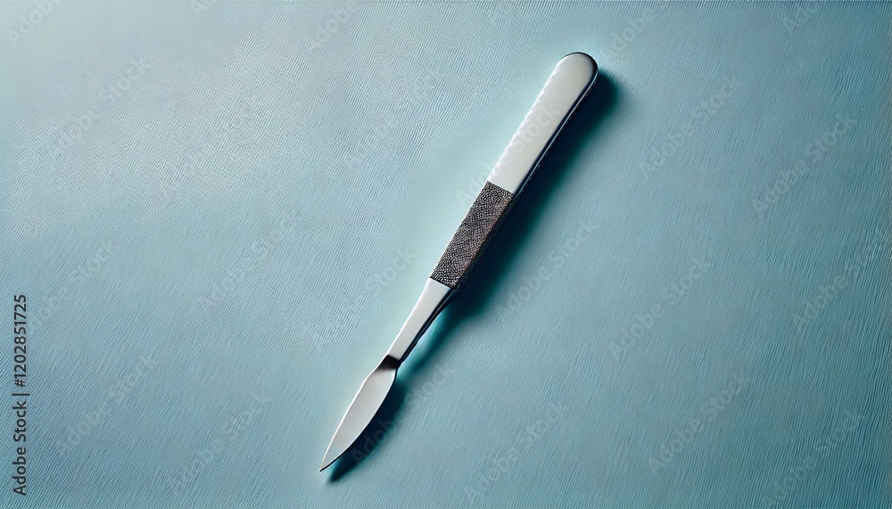 Fototapeta premium Medical Scalpel on Blue Background