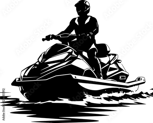 jetski with rider silhouette 