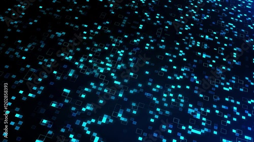 Digital Background Animation with geometric grid square patterns. Technology motion blue background high quality 4K animation video