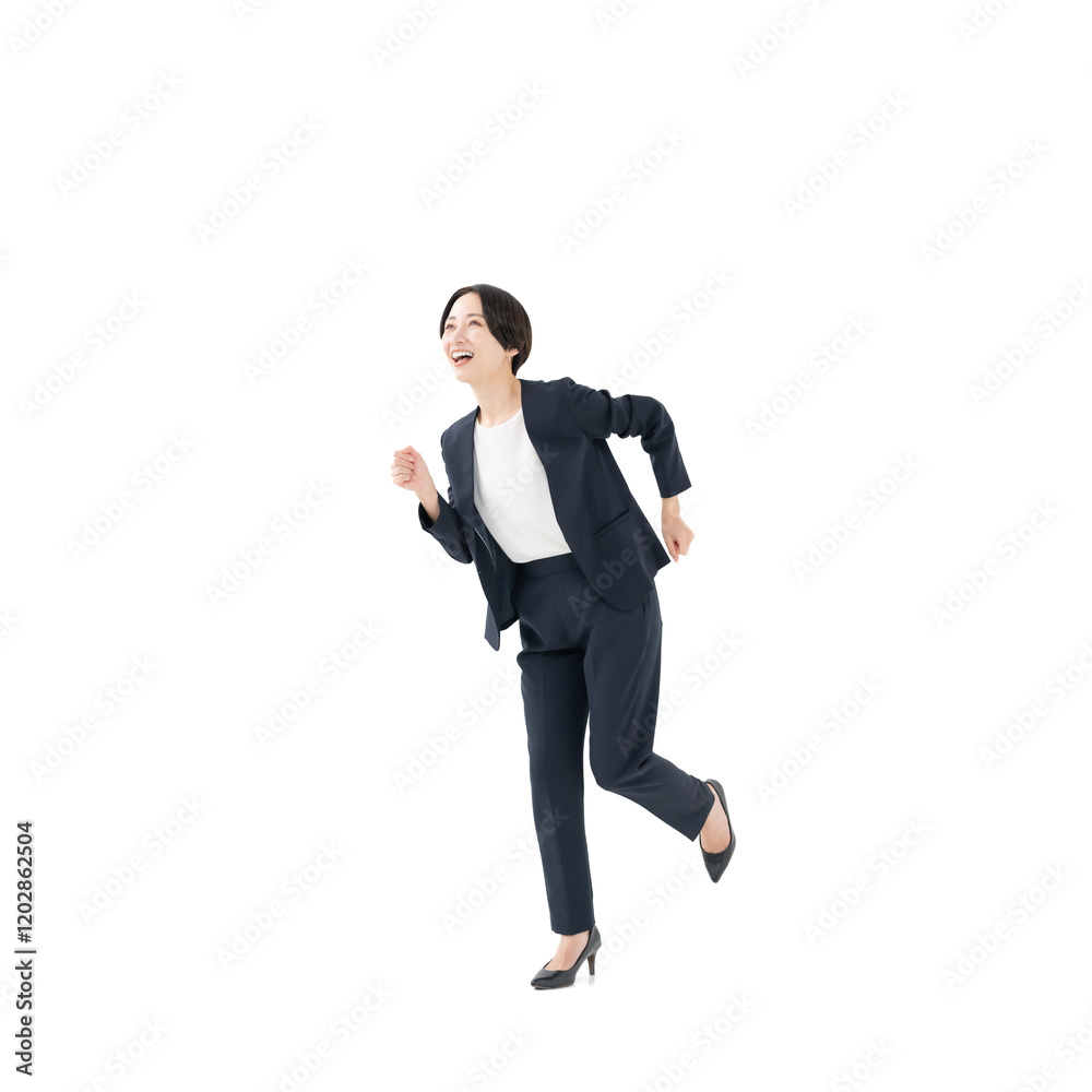 走るビジネス女性・全身