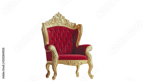Elegant Red Velvet Throne Chair Gold Baroque Style Royal Furniture Art Seat King Rich Home Room Gilt