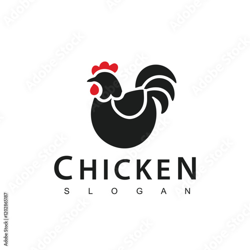 Chicken logo chicken symbol vector icon illustration, fast food restaurant and poultry icon