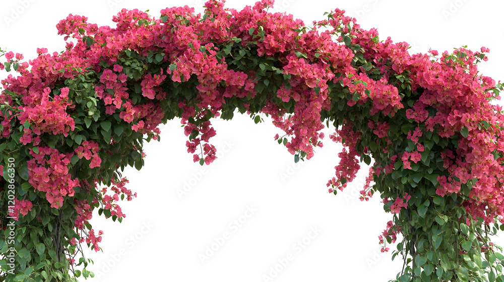 Fototapeta premium Pink bougainvillea arch, garden, isolated, wedding