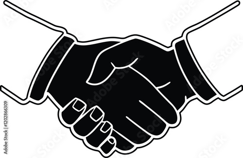 Two hands shaking vector illustration, two hands shaking icon, two hands shaking silhouette vector art, two hands shaking line art vector