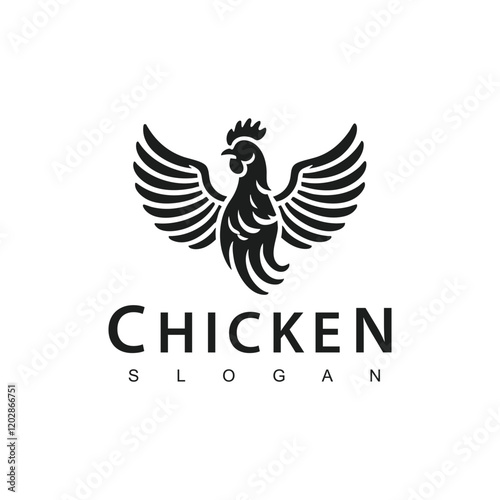 Chicken wings logo chicken symbol vector icon illustration, fast food restaurant and poultry icon