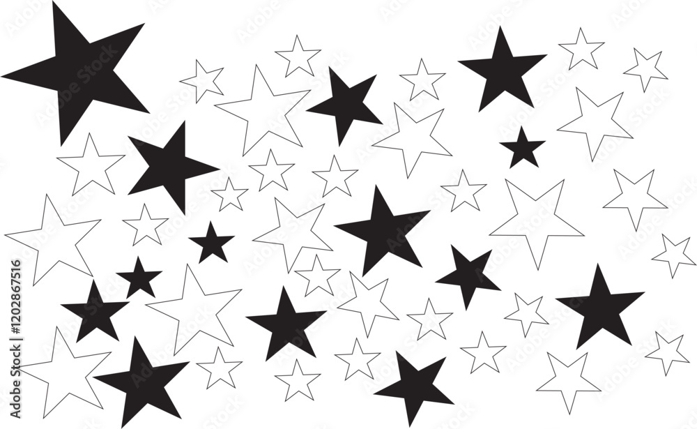 Obraz premium Star doodles seamless pattern. Hand drawn stars texture background.