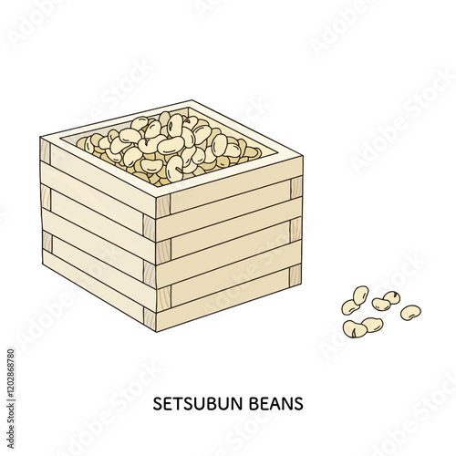 節分豆　線画のイラスト