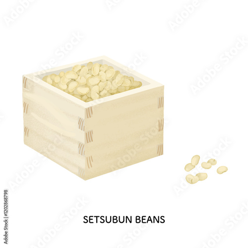 節分豆　色鉛筆タッチのイラスト