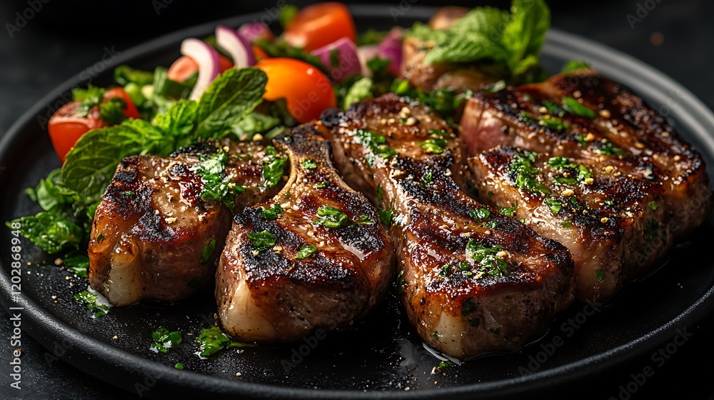 Grilled lamb chops with fresh salad Grilled lamb chops with fresh salad