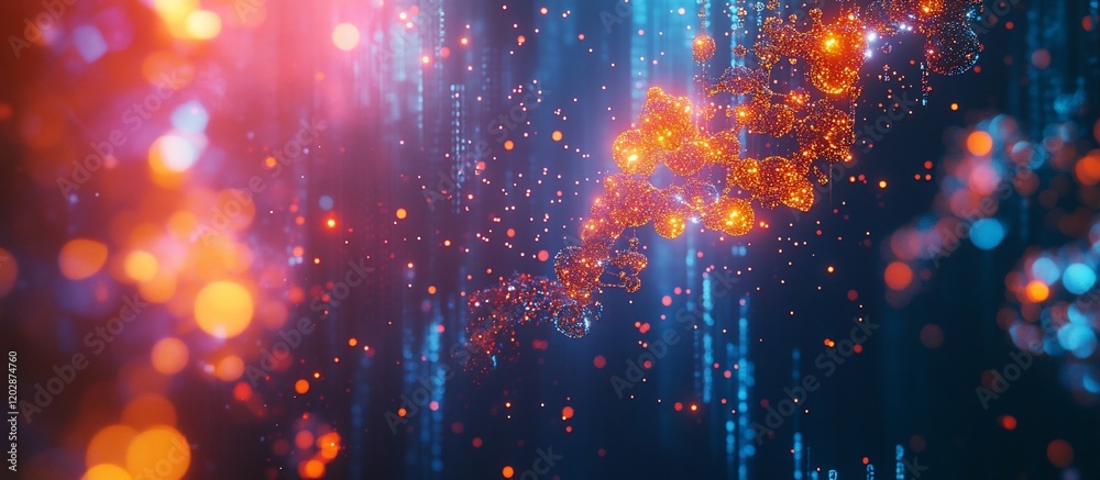 Fototapeta premium Abstract Digital DNA: Glowing Strand in Cyberspace