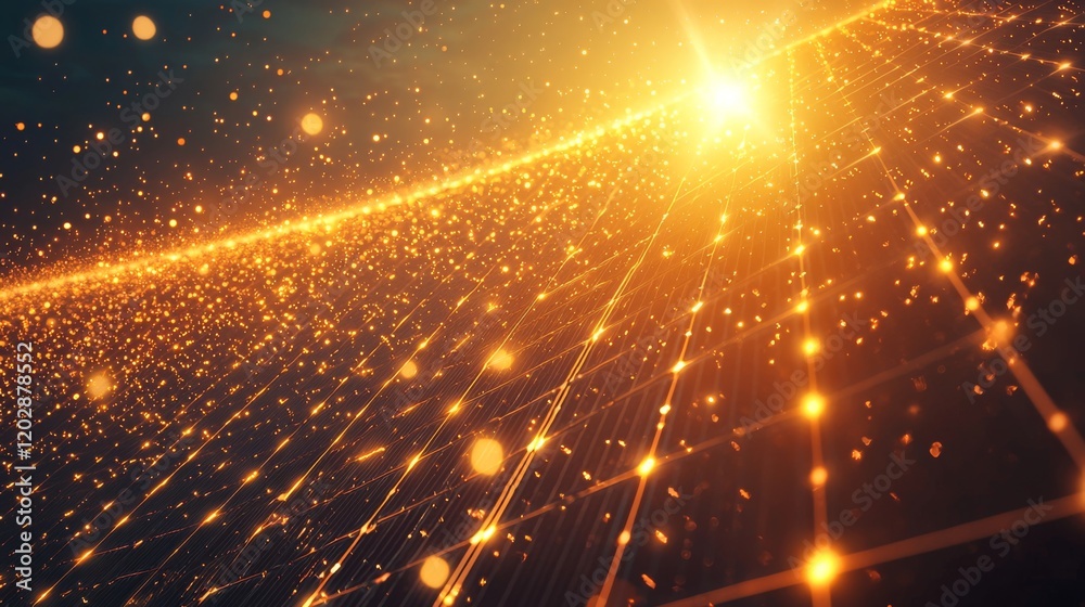 Fototapeta premium Abstract background with glowing particles and light rays creating a vibrant cosmic effect in deep space environment