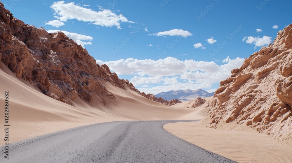 Naklejka premium Desert Road Through Mountains