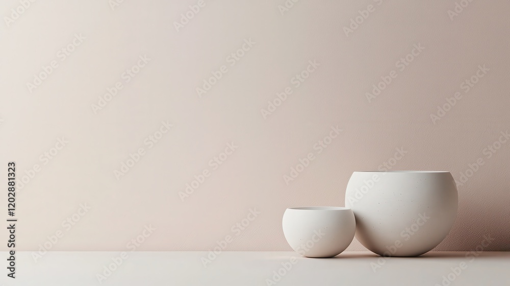Minimal style empty bowls in 3d background soft concept Minimal style empty bowls in 3d background soft concept