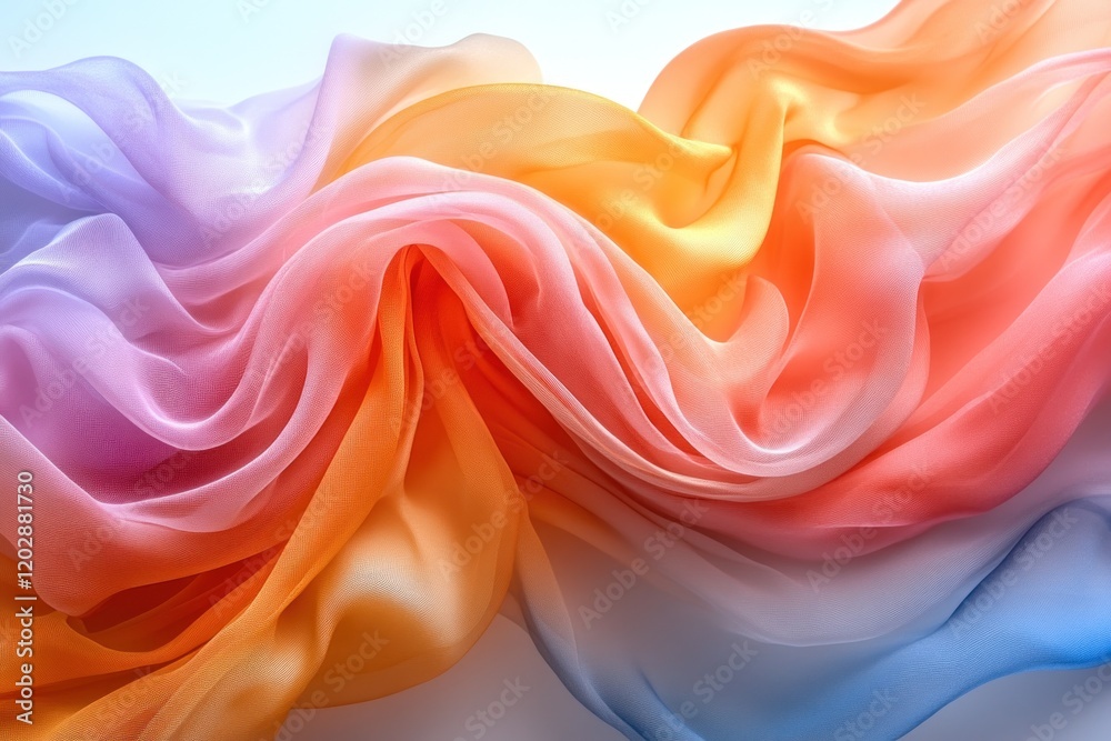 Fototapeta premium Flowing silk fabric in vibrant colors creating an elegant background effect