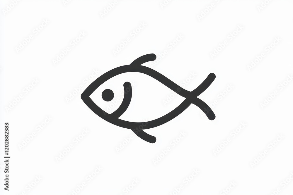 Simple Line Art Fish Icon on White Background Simple Line Art Fish Icon on White Background