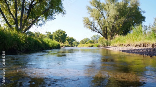 Calm River in Summer Sunlight