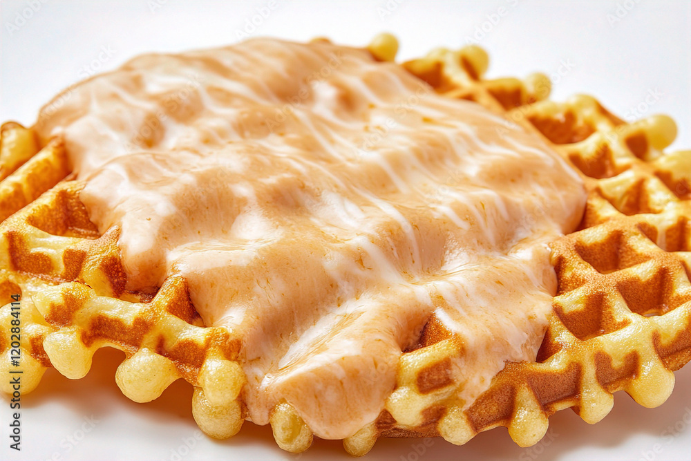 A waffle fry covered in melted cheese sauce. (Generative AI) A waffle fry covered in melted cheese sauce. (Generative AI)