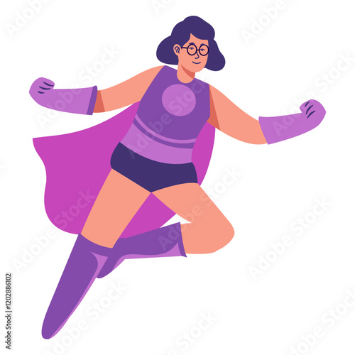 Female Superhero Character in Cartoon Design Concept. Vector Illustration