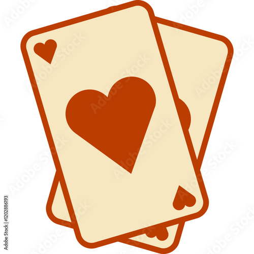 two pair heart cards illustration