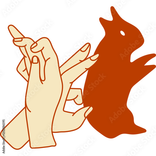 Hands creating rabbits shadows illustration
