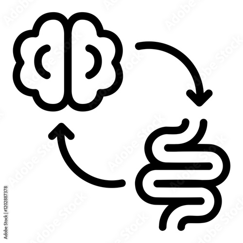 Gut brain axis icon. Vector line icon