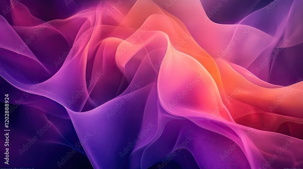 Fototapeta premium Abstract landscape with smooth, flowing shapes in vibrant colors