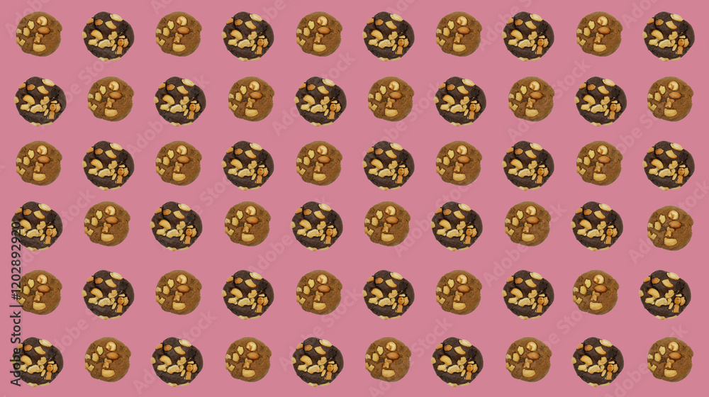 Cookie background sprinkled with nuts Cookie background sprinkled with nuts