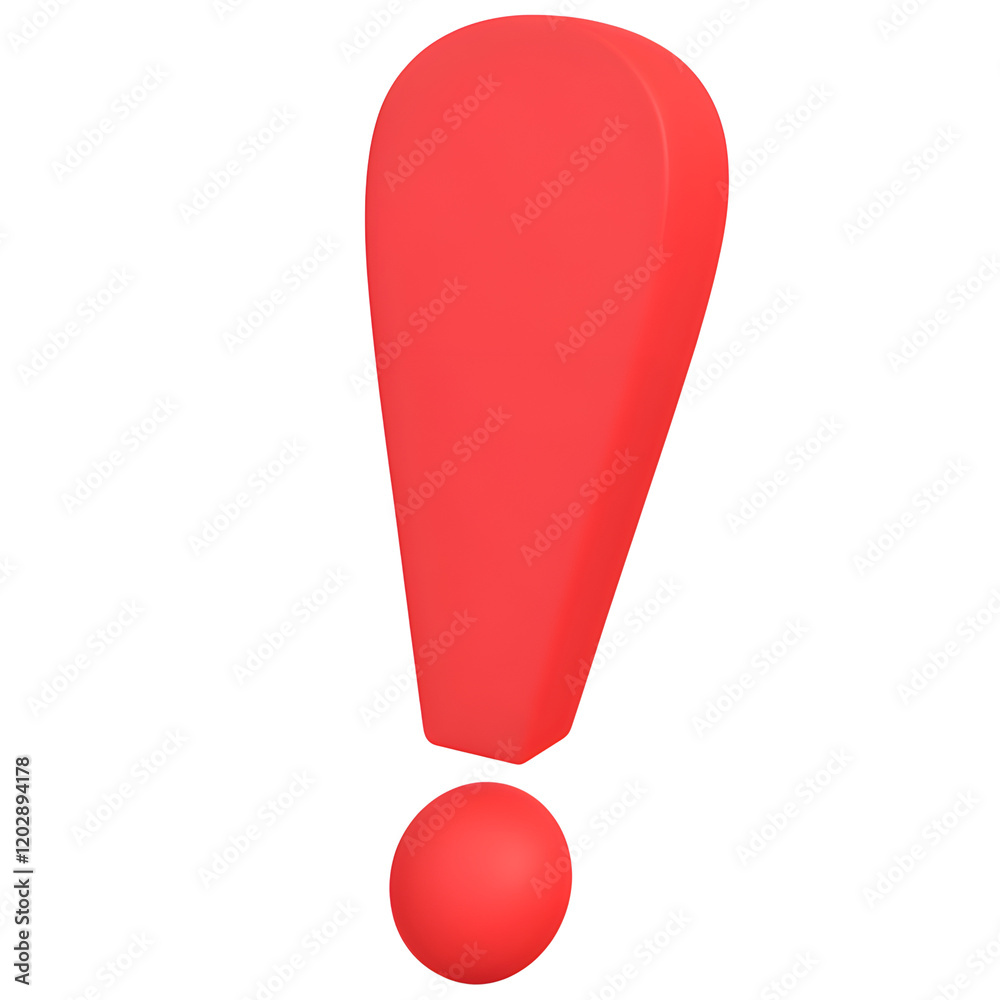 Bold Red Exclamation Mark! A 3D Design. Notice the vibrant color and unique shape. Bold Red Exclamation Mark! A 3D Design. Notice the vibrant color and unique shape.