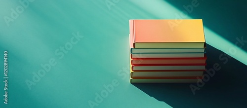 Stack of Colorful Books in Sunlight photo