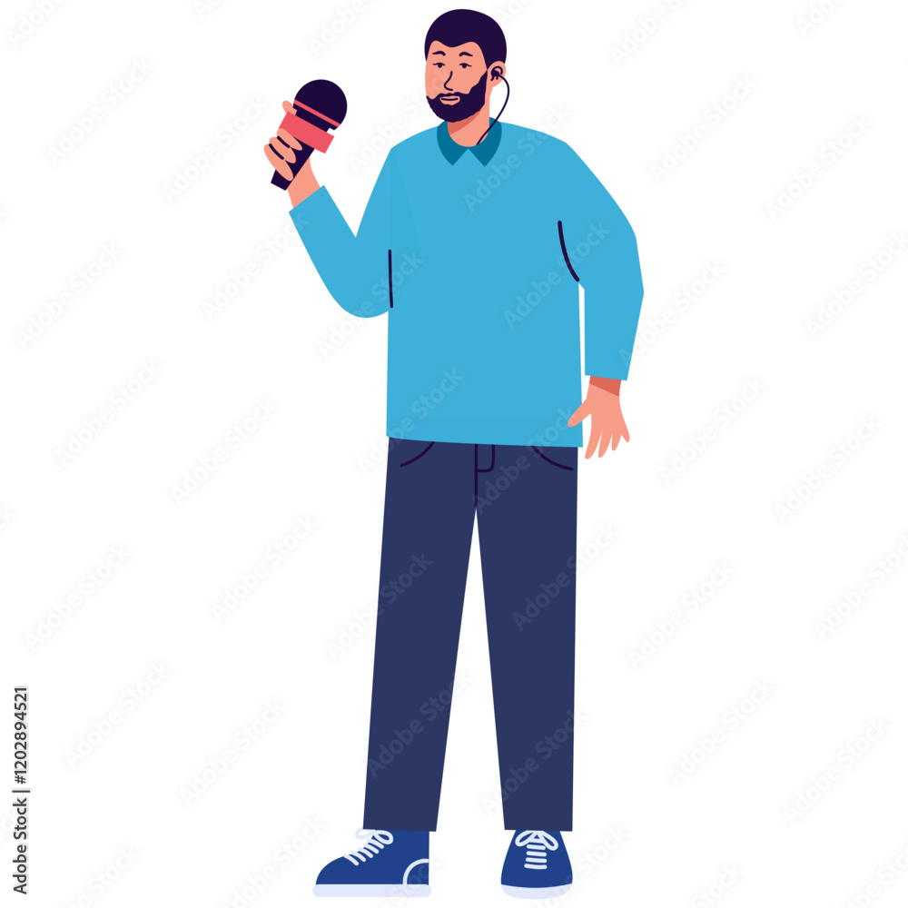 Professional Journalist Character Isolated on White Background. Professional Journalist Character Isolated on White Background.