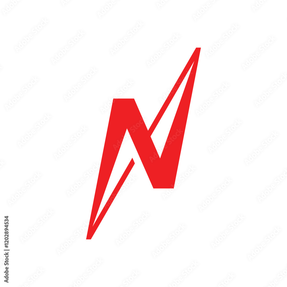 letter N bolt electric logo design letter N bolt electric logo design