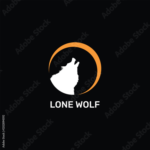 lone wolf moon logo design vector