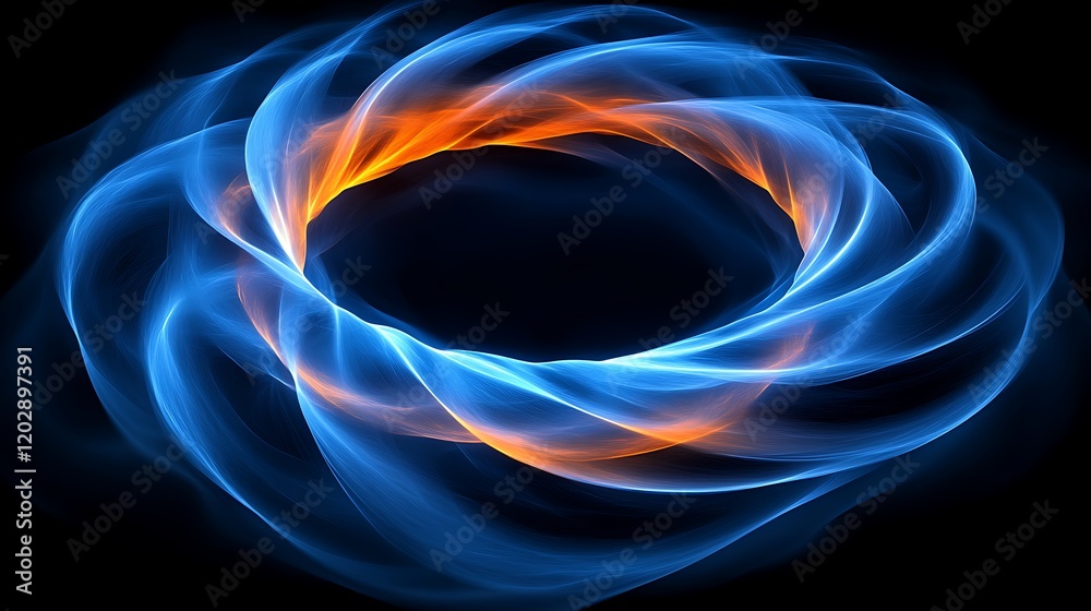 Abstract swirling blue and orange energy ring Abstract swirling blue and orange energy ring